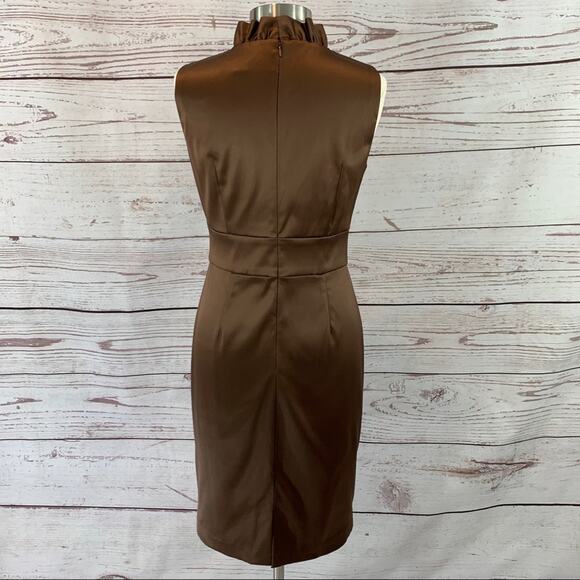 Jessica Howard brown ruffle v-neck sheath dress - Picture 6 of 10